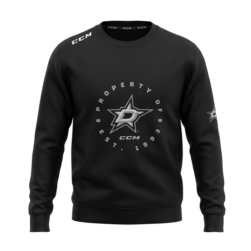 CCM Mens Dallas Stars Property Of Crewneck Sweatshirt Black Size M CNQUAMUT27QUA